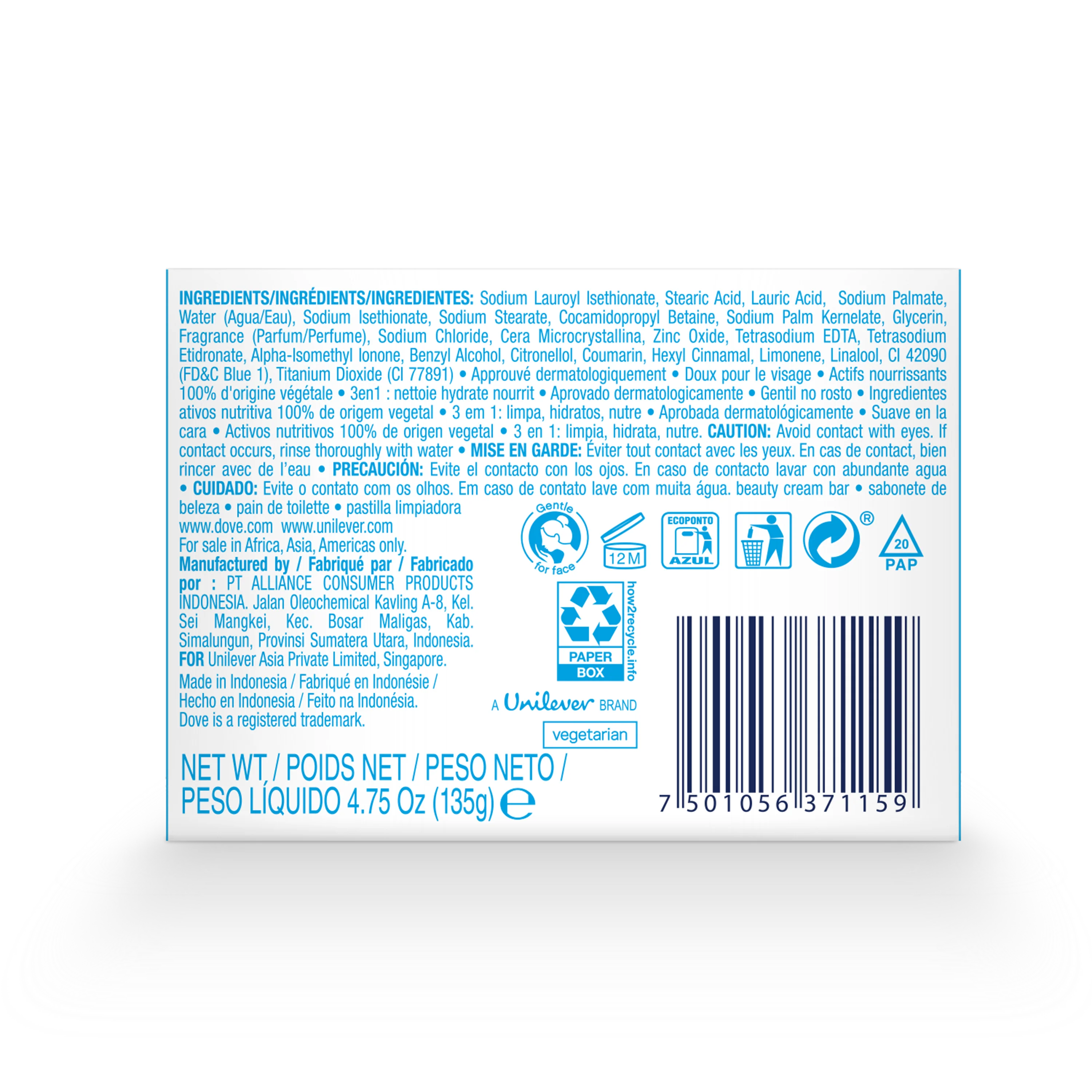 Dove Beauty Bar Soap Gentle Exfoliating 135g - Image 3