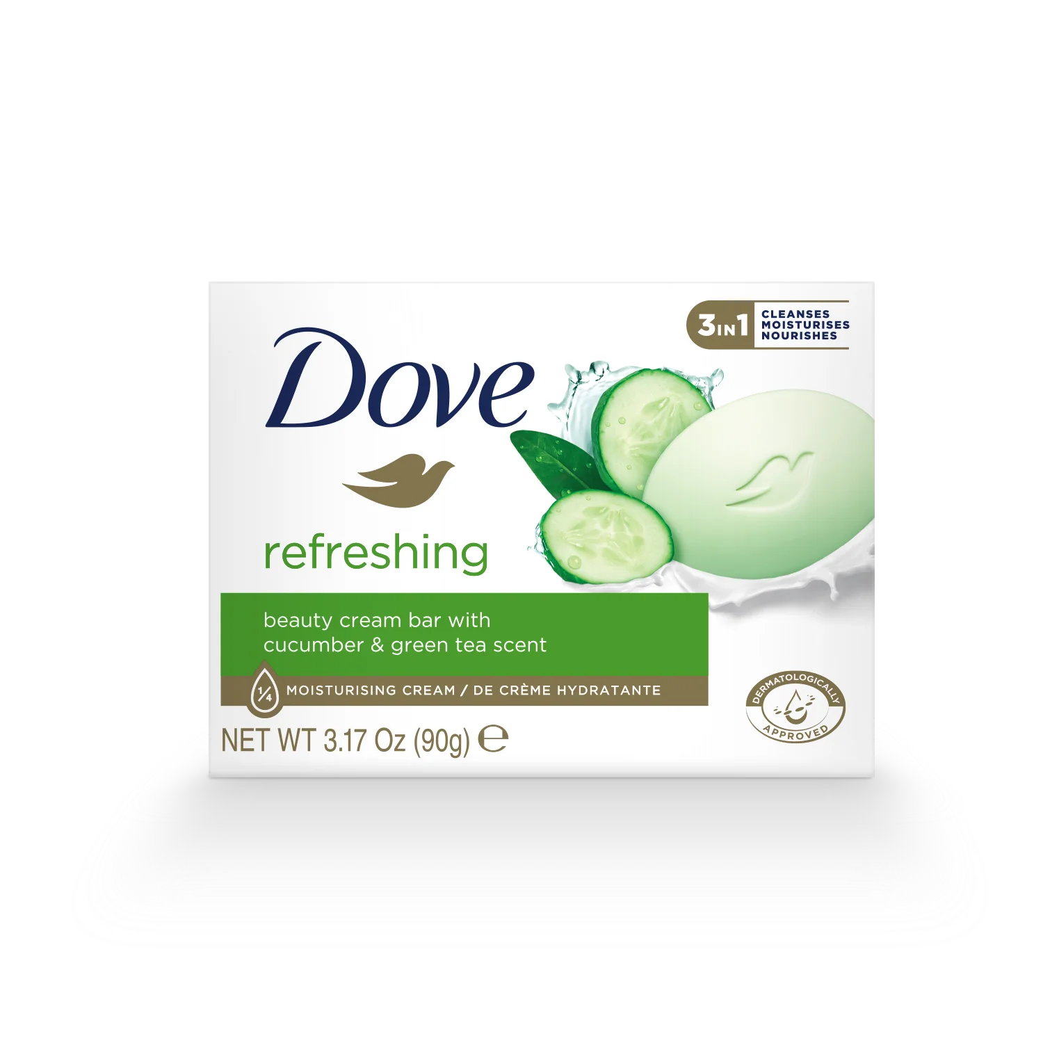 Dove Refreshing Beauty Cream Bar Cucumber and Green Tea 90g - Image 2