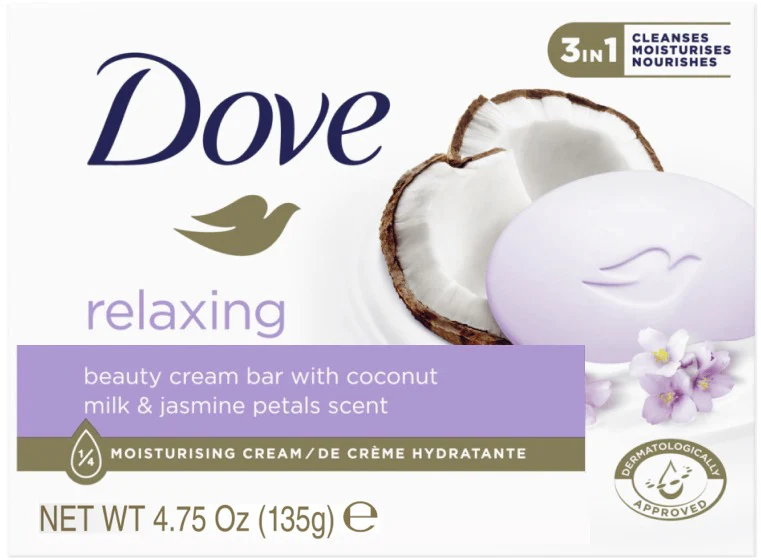 Dove Relexing Beauty Cream Bar Coconut Milk and Jasmine Petals 135g - Image 2