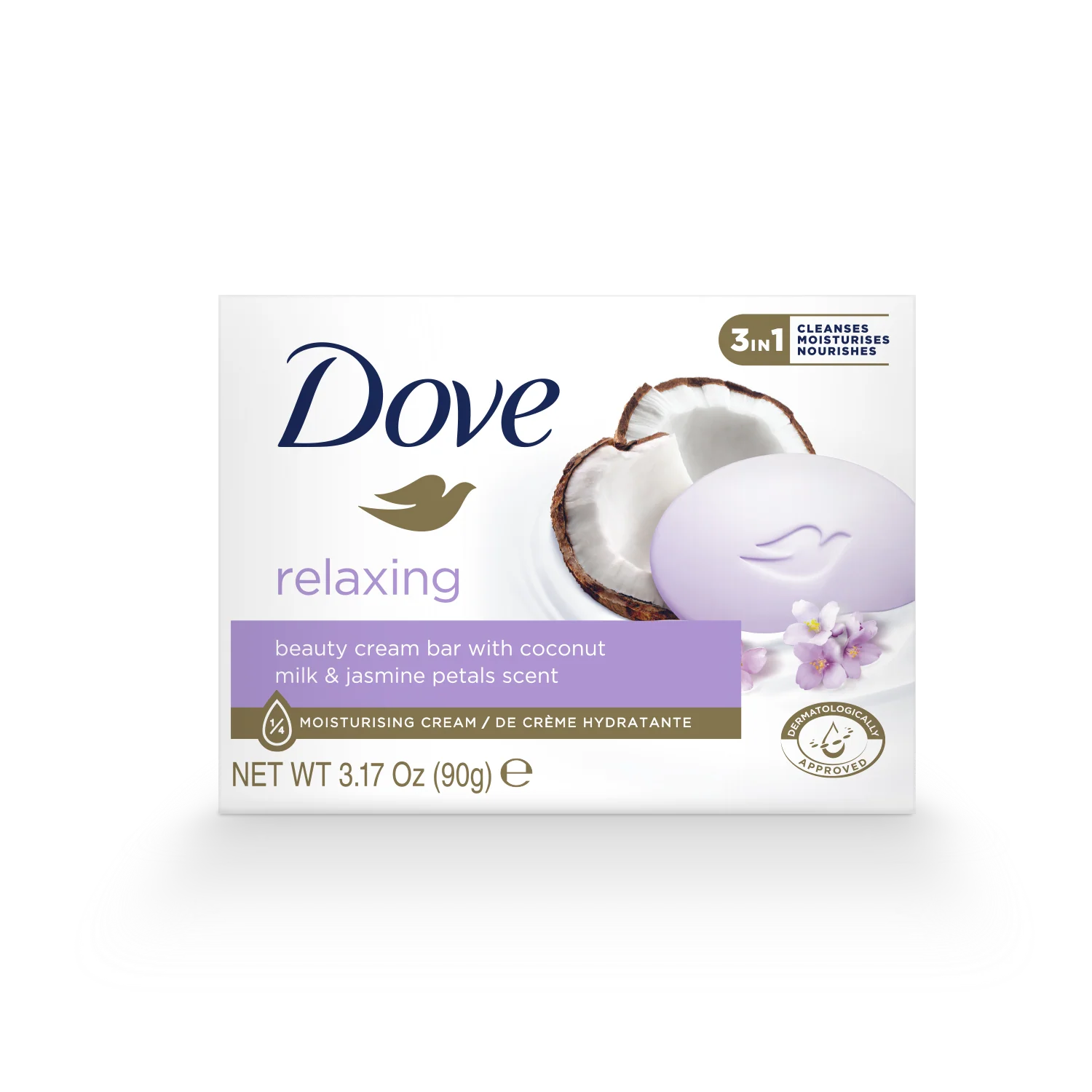 Dove Relexing Beauty Cream Bar Coconut Milk and Jasmine Petals 90g - Image 3