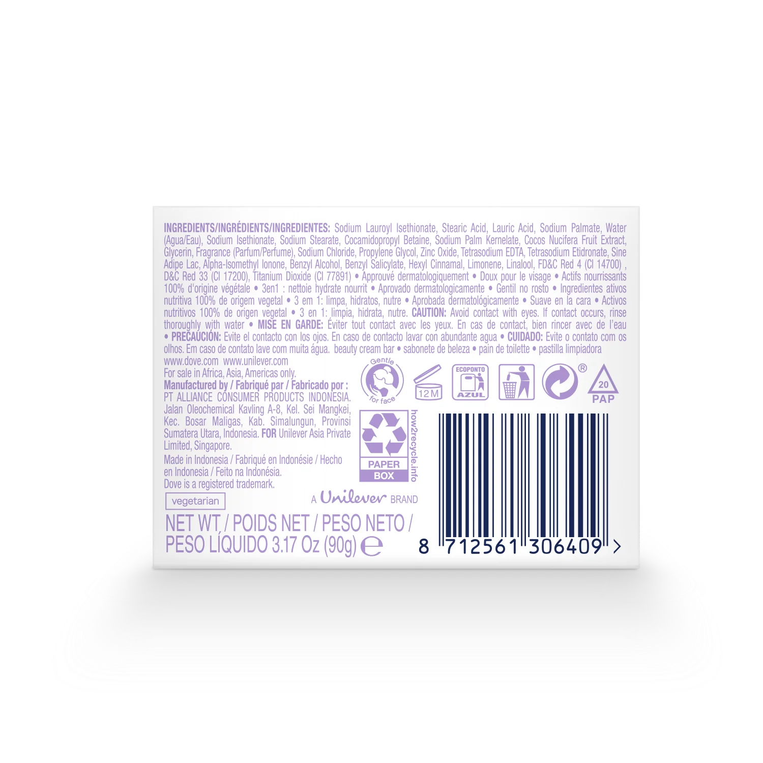 Dove Relexing Beauty Cream Bar Coconut Milk and Jasmine Petals 90g - Image 4