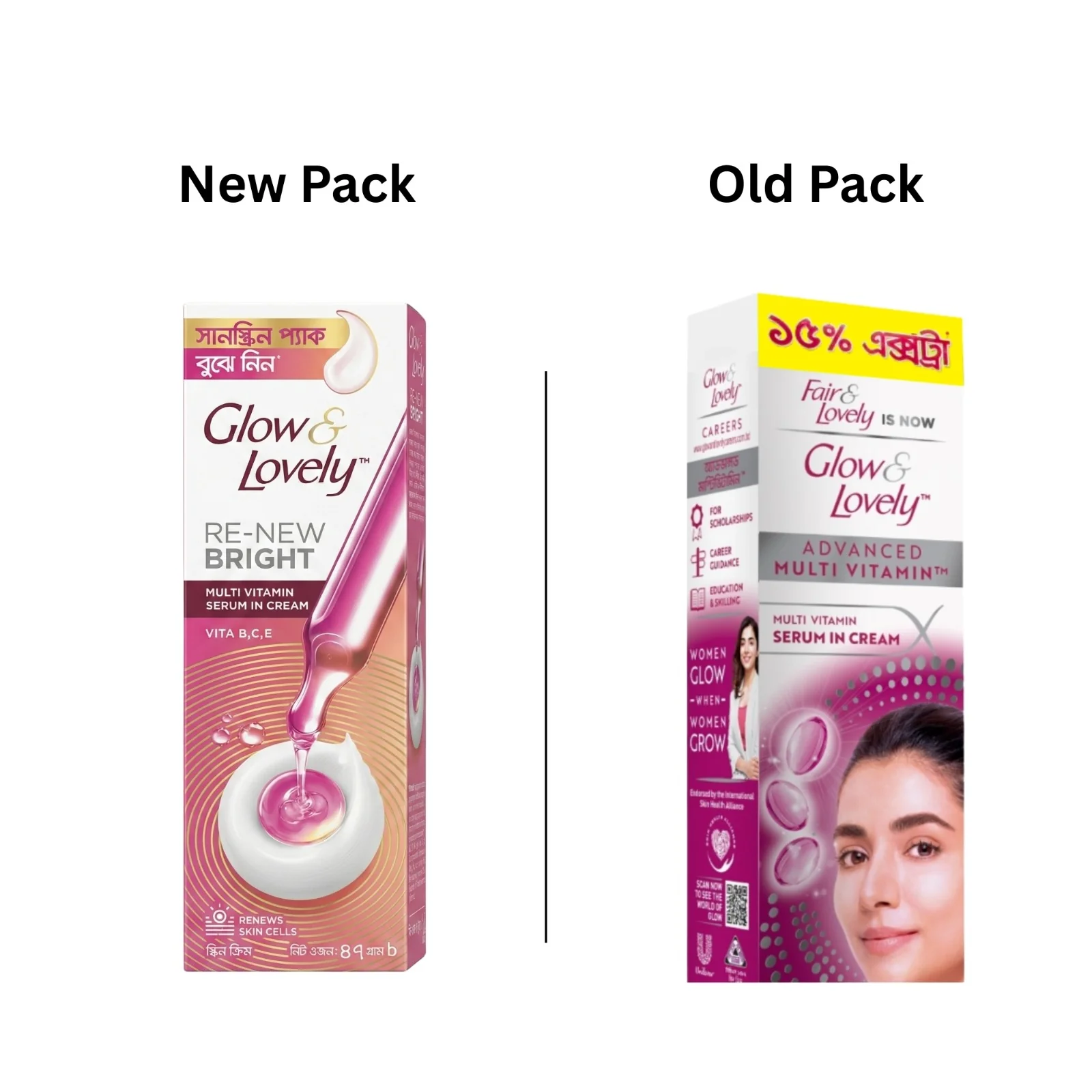 Glow & Lovely Re-New Bright Multivitamin Serum In Cream 47g With 15g Sunscreen Free - Image 3