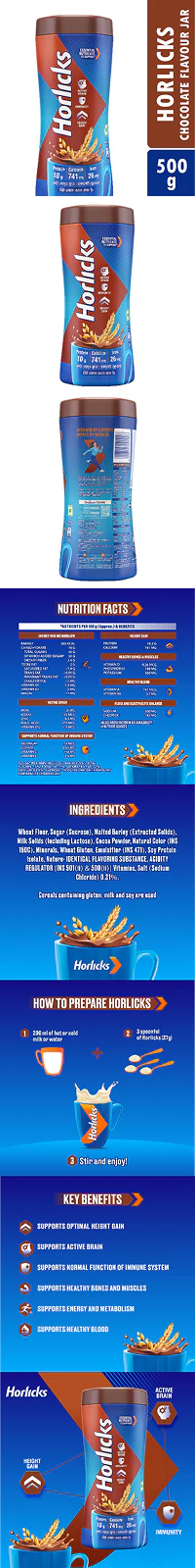 Horlicks Chocolate Flavour Jar 500g (Powder Drink) - Image 9