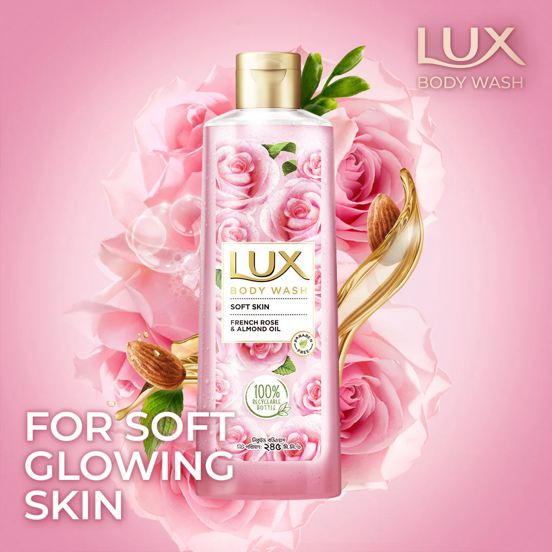 Lux Body Wash French Rose & Almond 245ml With 49g Dove Bar Free - Image 5