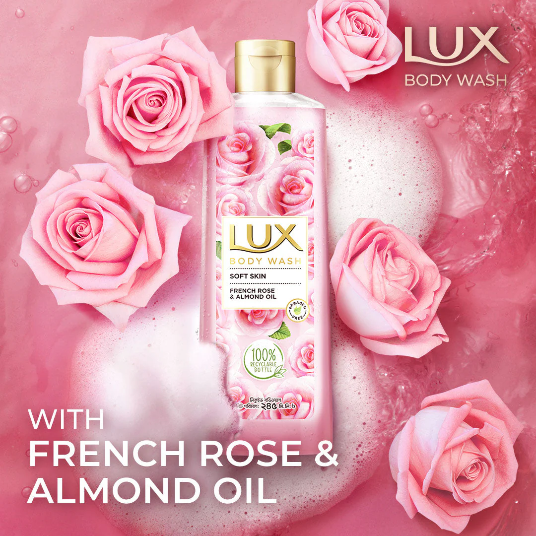 Lux Body Wash French Rose & Almond 245ml With 49g Dove Bar Free - Image 6
