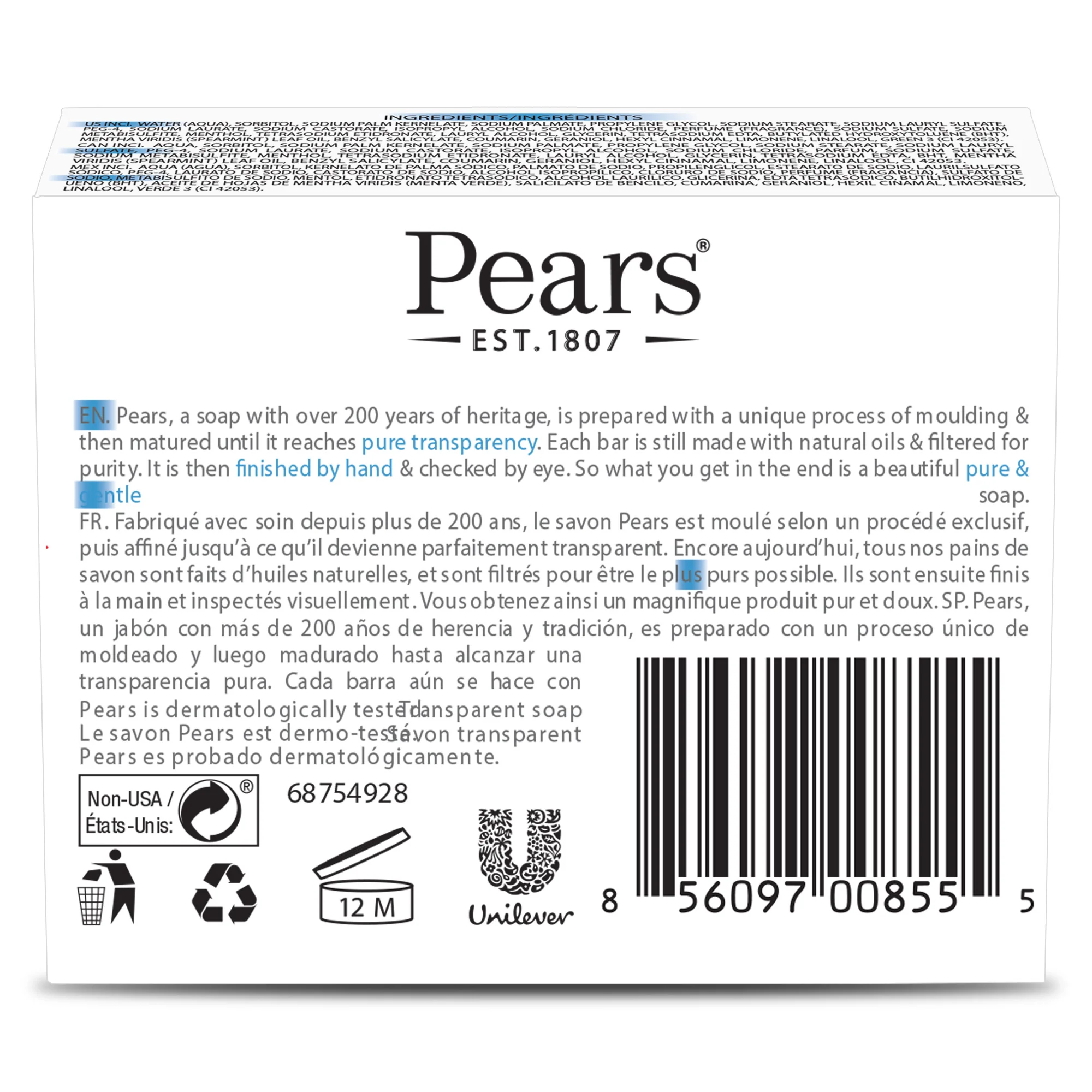Pears Transparent Soap Pure and Gentle with Mint Extracts 125gm - Image 6
