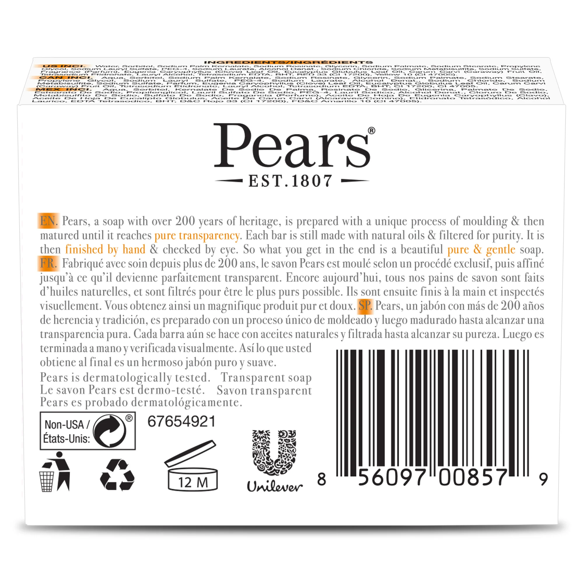 Pears Transparent Soap Pure and Gentle with Plant Oils 125gm - Image 5