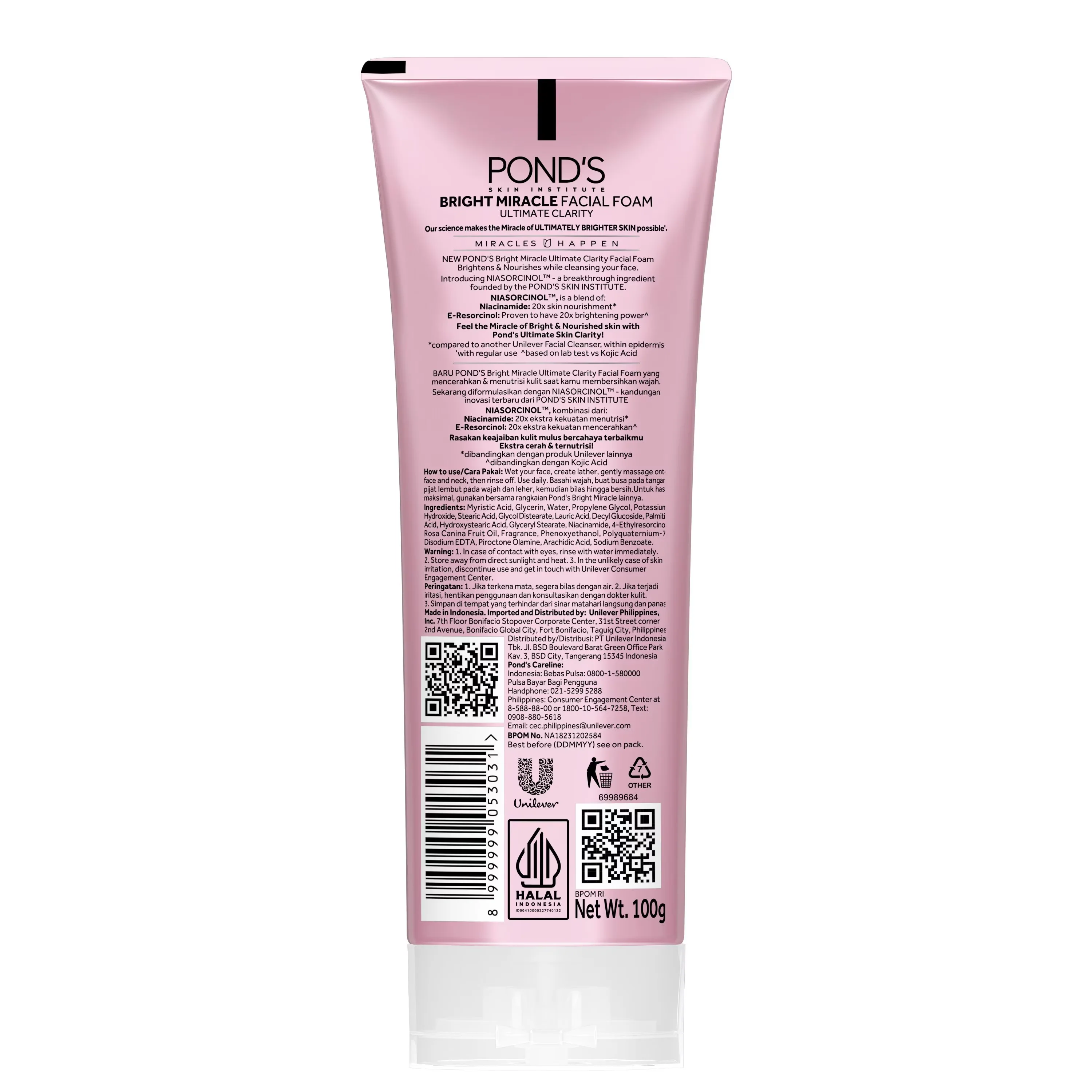 Pond's Bright Miracle Ultimate Clarity Niasorcinol Facial Foam 100g - Image 3