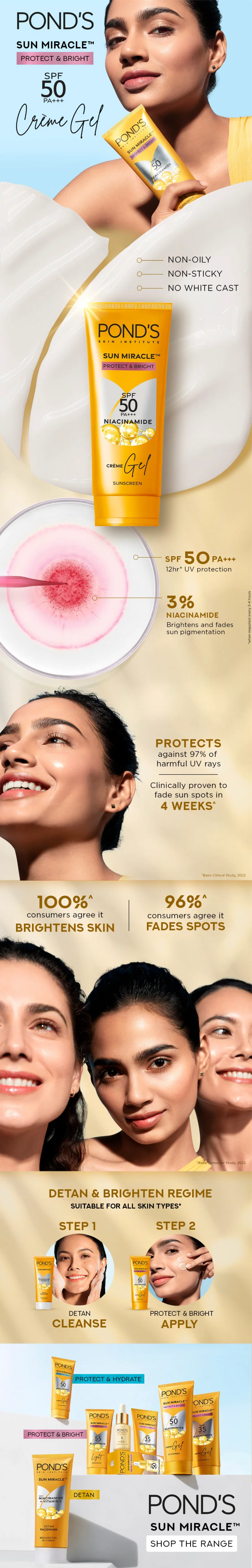 Pond's Sun Miracle Cream Gel Sunscreen-Protect & Bright 100g - Image 8