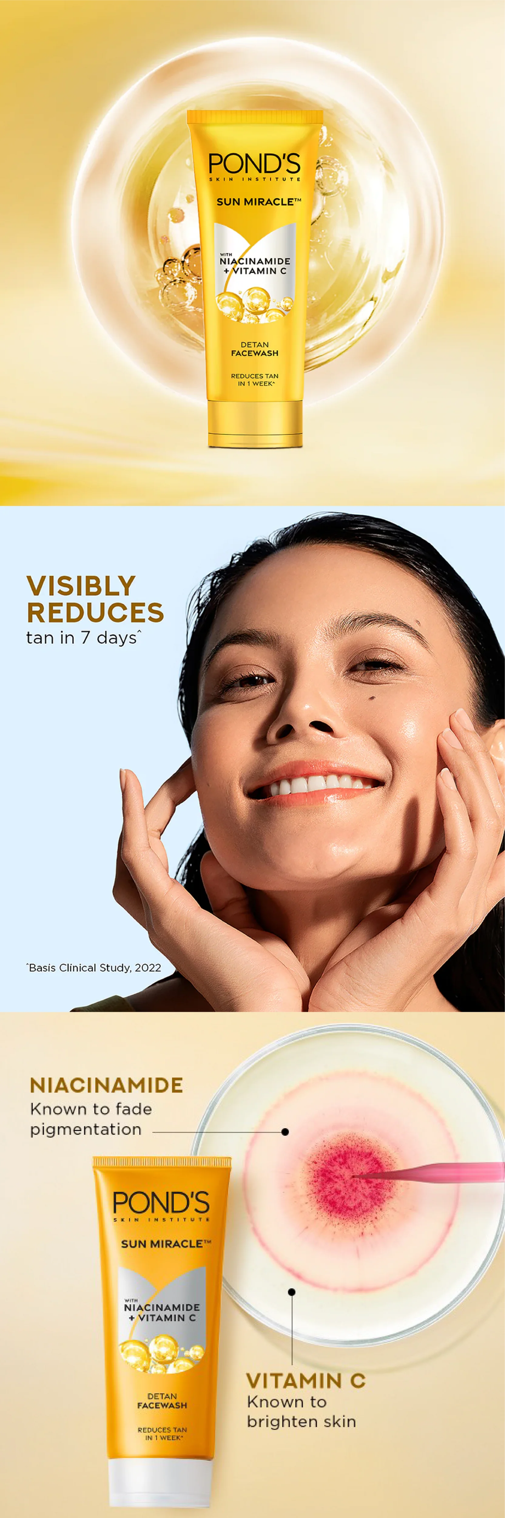 Pond's Sun Miracle Detan Face Wash 100g - Image 7