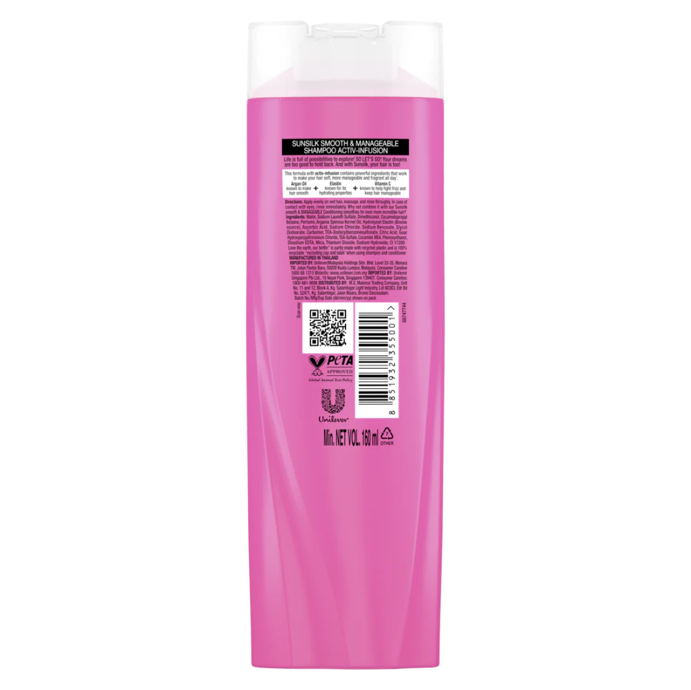 Sunsilk Hair Care Smooth & Manageable Shampoo 160ml (Unilever Original) - Image 3